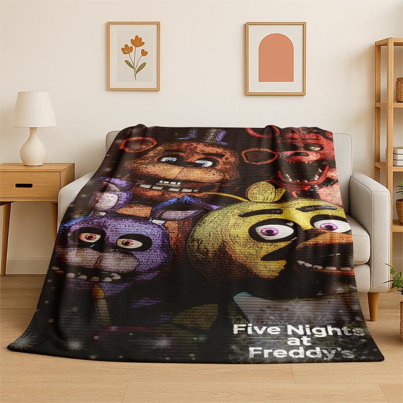 Coperta di Flanella Classica F-FNAF Gioco Horror Freddy Morbida Calda Coperta Plaid per Camera da Letto Soggiorno Letto Viaggio Campeggio Picnic