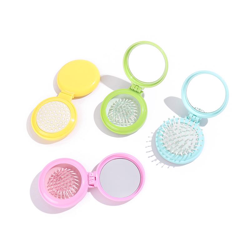 

Portable Round Air Cushion Massage Hair Comb with Travel Mirror синий