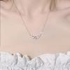 925 Silver Wings Heart Pendant Necklace for Women , Crystal Decorated Angel Wing Love Necklace , Fashion Daily Wear Jewe