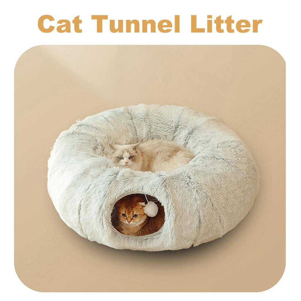 Cat Tunnel Bed  Peekaboo Cat Cave  Cat Tunnel Toy   Winter Warm Foldable Plush Pet Bed for Cats   Multifunctional