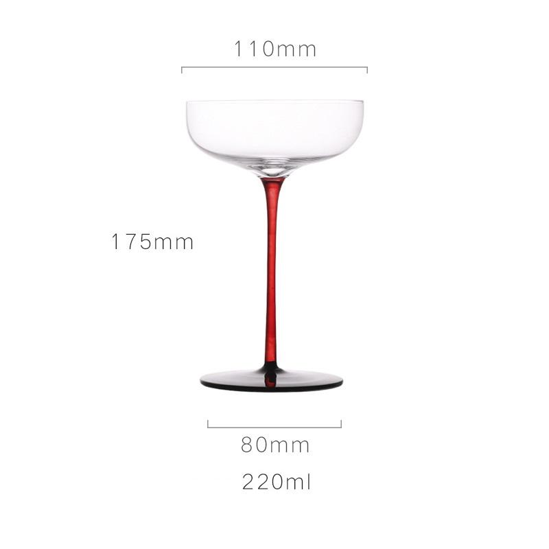 2/1Pcs 220ml Crystal Red Black Cocktail Glass Champagne Goblet Creative Personality Martini Wine Glasses Wedding Cup Party Gifts