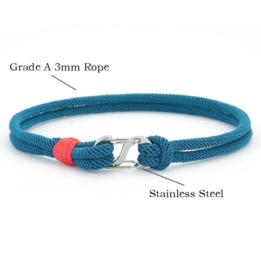 New 7 Colors Grade A 3mm Rope Bracelet Men Women Stainless Steel Connection Buckle Fabric Braslet Leisure Versatile Accessories