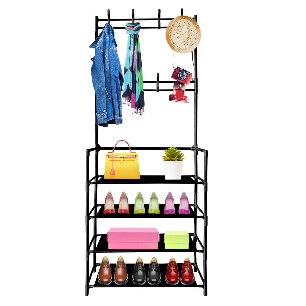 Nyana Home 155x60x28cm Entrance Hall Coat Rack, 4 Shelves 8 Hangers
