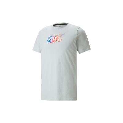 Solid Color Letter Print Crew Neck Pullover Short Sleeve T-Shirt Men Tops Blue 533976-04