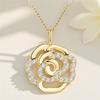 Cute Female Crystal White Zircon Stone Flower Pendant Necklace Vintage Gold Color Wedding  For Women