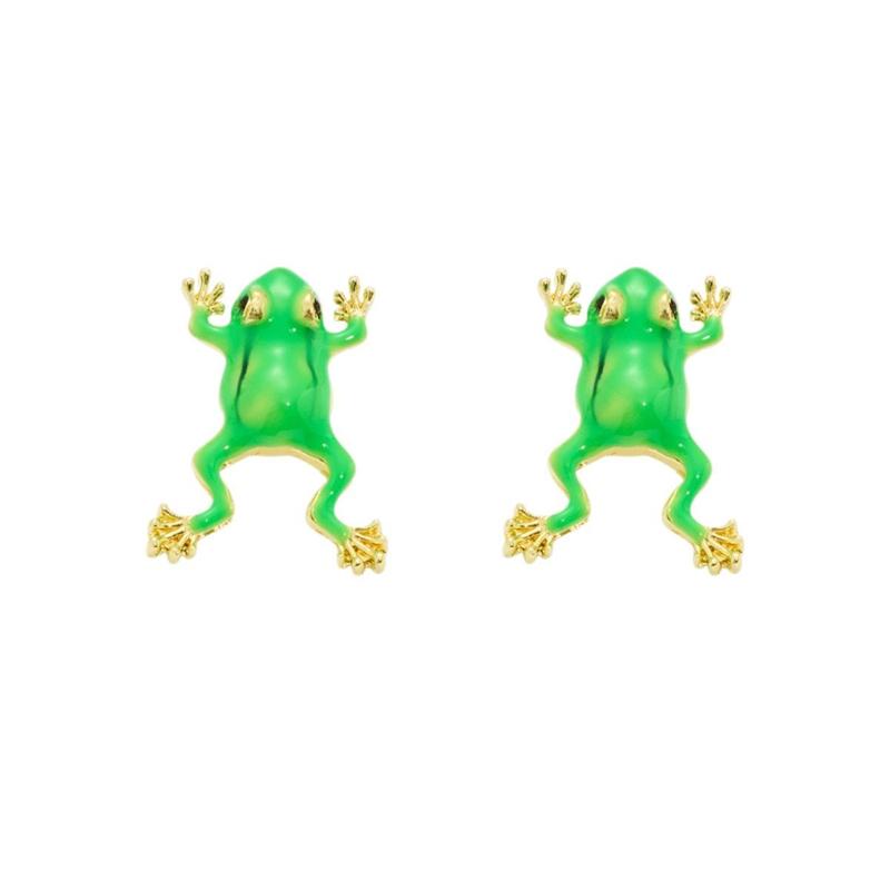 Creative Cute Animal Frog Toad Earrings For Women Aesthetic Design Gothic Funny Green Frog Stud Earring Girls Party Jewelry Gift