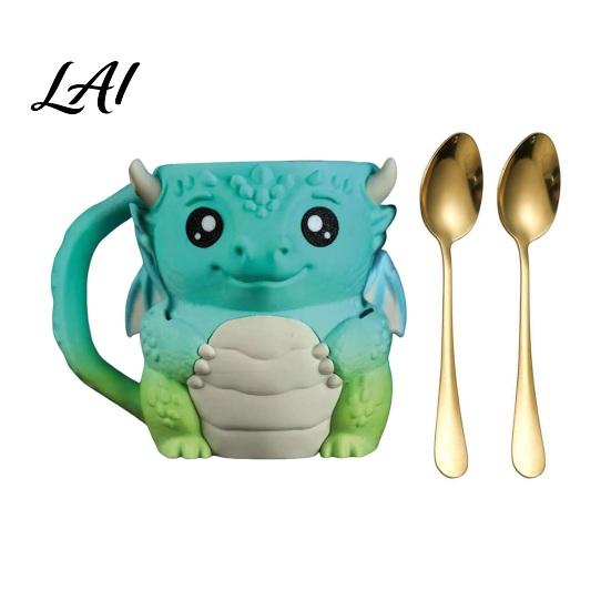 Portable Cup Holder Ice Cream Holder with Handle16 Oz Containers Built-In Snack 16-ounce Cozy Drawer Design Cute Dragon Insulated Sleeve