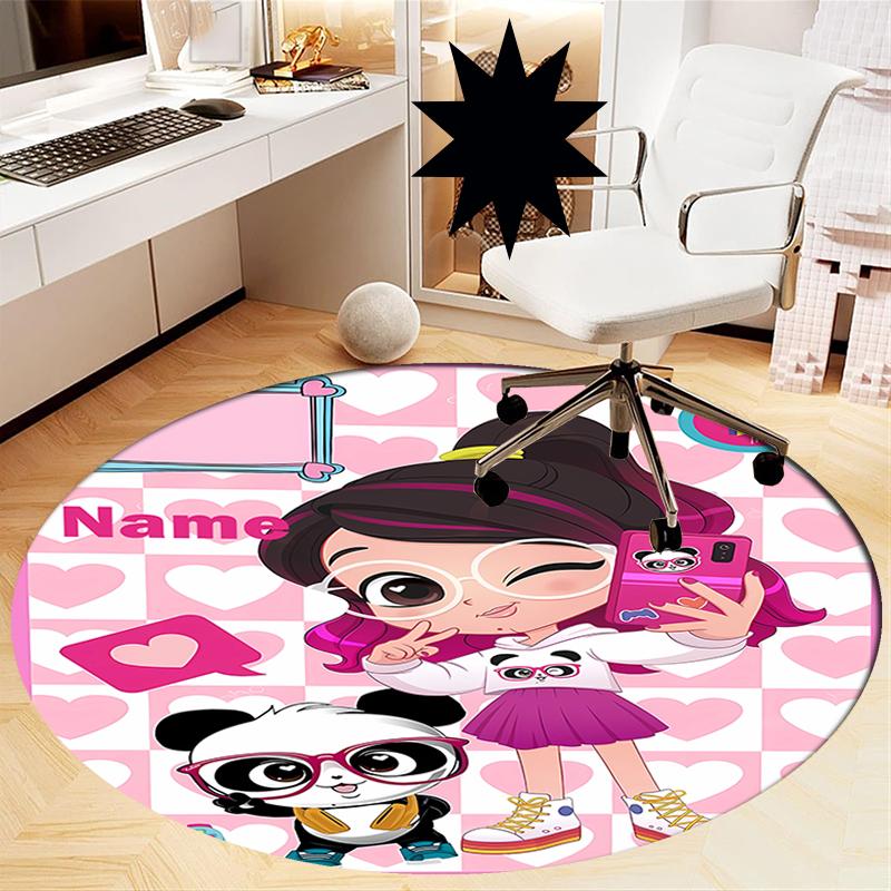 Custom Name Luluca Panda Printed Round Rug Carpet Chair Rug Area Rug Entryway Doormats,for Office Chair Living Room Bedroom Kitchen Room.