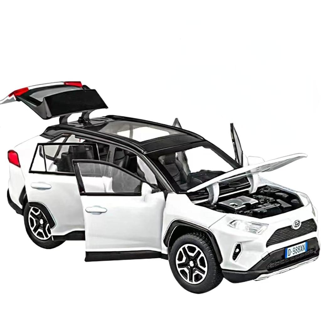 Model de mașină Toyota RAV4 1/32, mașină de jucărie din aliaj, model de colecție, cu lumină și sunet, mașină de jucărie pentru băieți, copii mici, mașină cadou