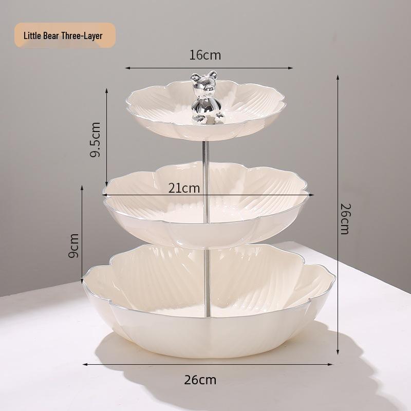 Exquisite Bear Fruit Plate: Multi-Layer Dessert & Candy Display for Luxurious Living Rooms.