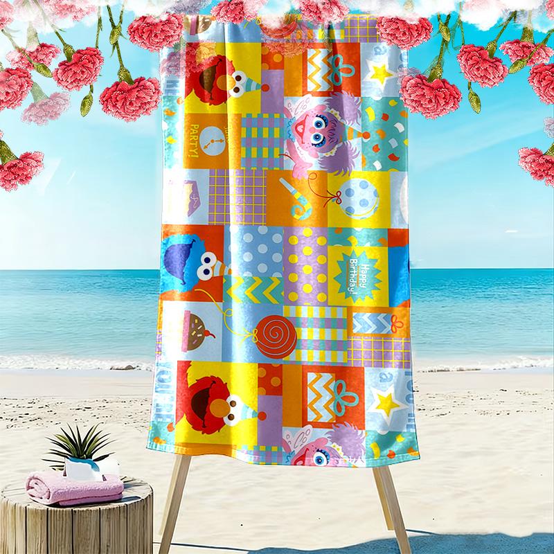 Sesame Street3 Print Beach Towel, Large Soft Quick Dry Towel for Beach Camping Swimming