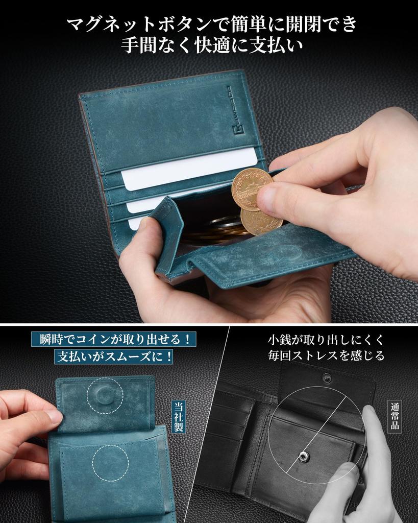 Kawaoto Bifold Made In Japan with Genuine Pueblo Slim and Features Two Bill Crafted by Top Leather Ideal for Business and Financial Gift Men's Wallet,