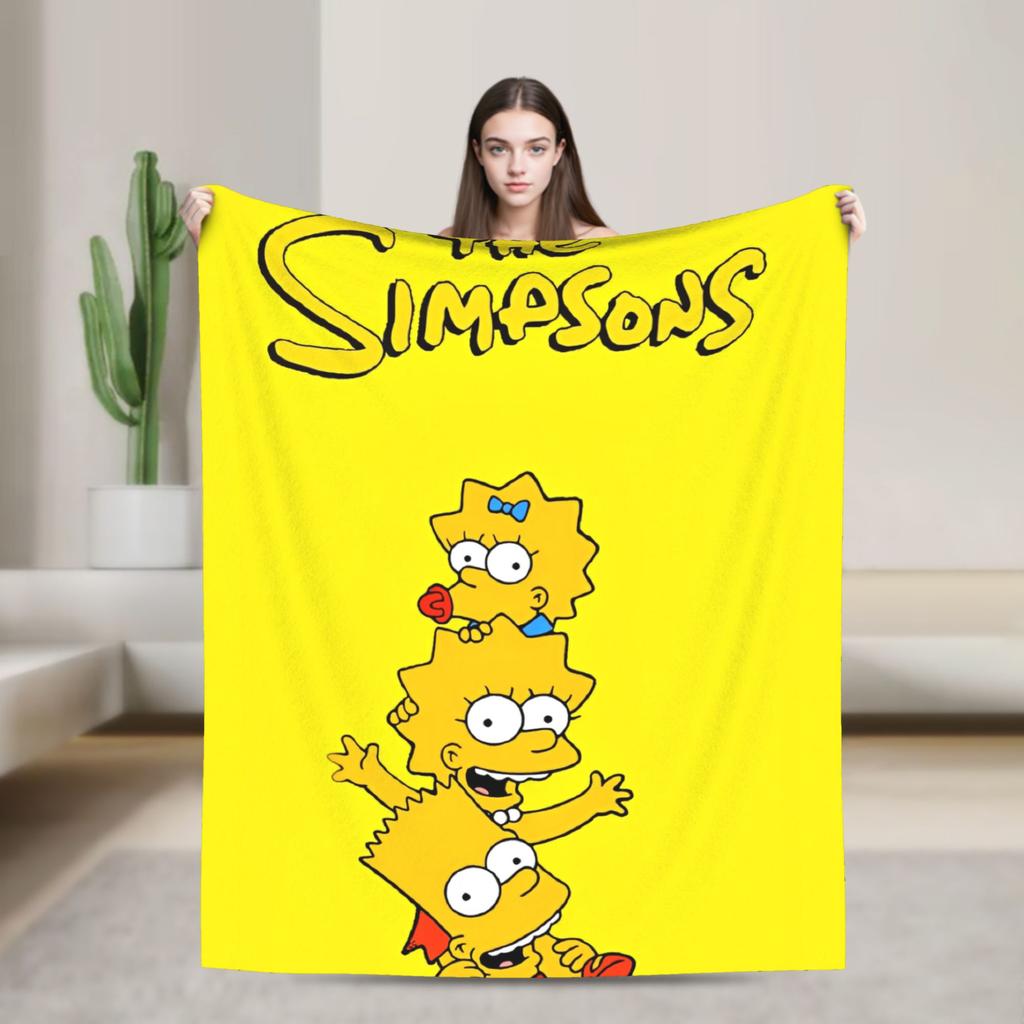 Super Warm Blanket Decorative The Simpsons Cartoon Throw Blanket Flannel Bedspread For Couch Chair Fluffy Sofa Bed Cover
