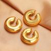 1 Paar Goldfarbe Punk Vintage Klobig Geometrisch Rund Ohr-Manschette Edelstahl Metallstruktur Dick C-Form Nicht-Piercing Ohrklemme