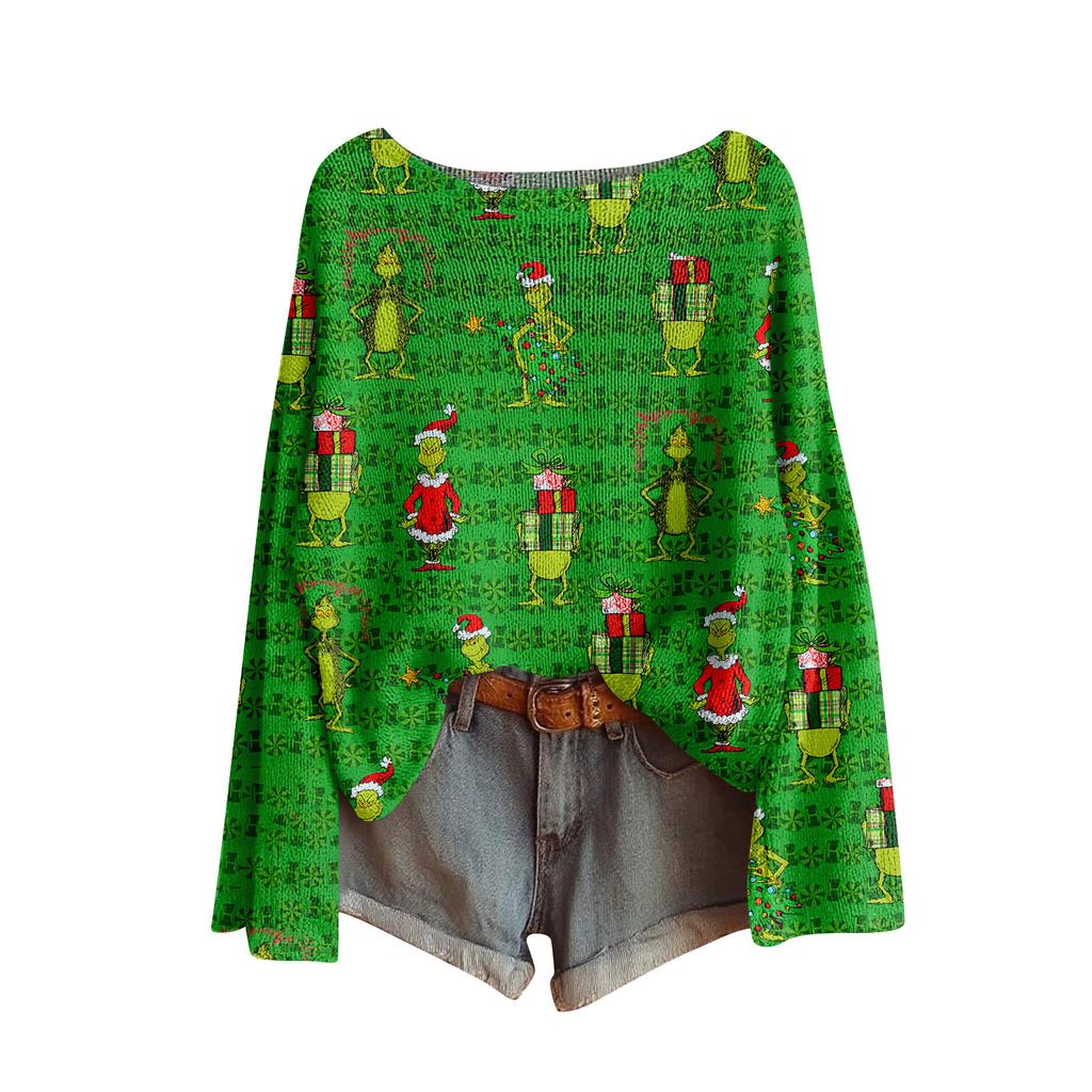 Women's Fashion Long Sleeve Christmas Snowman Snowflake Print Jacket Cardigan