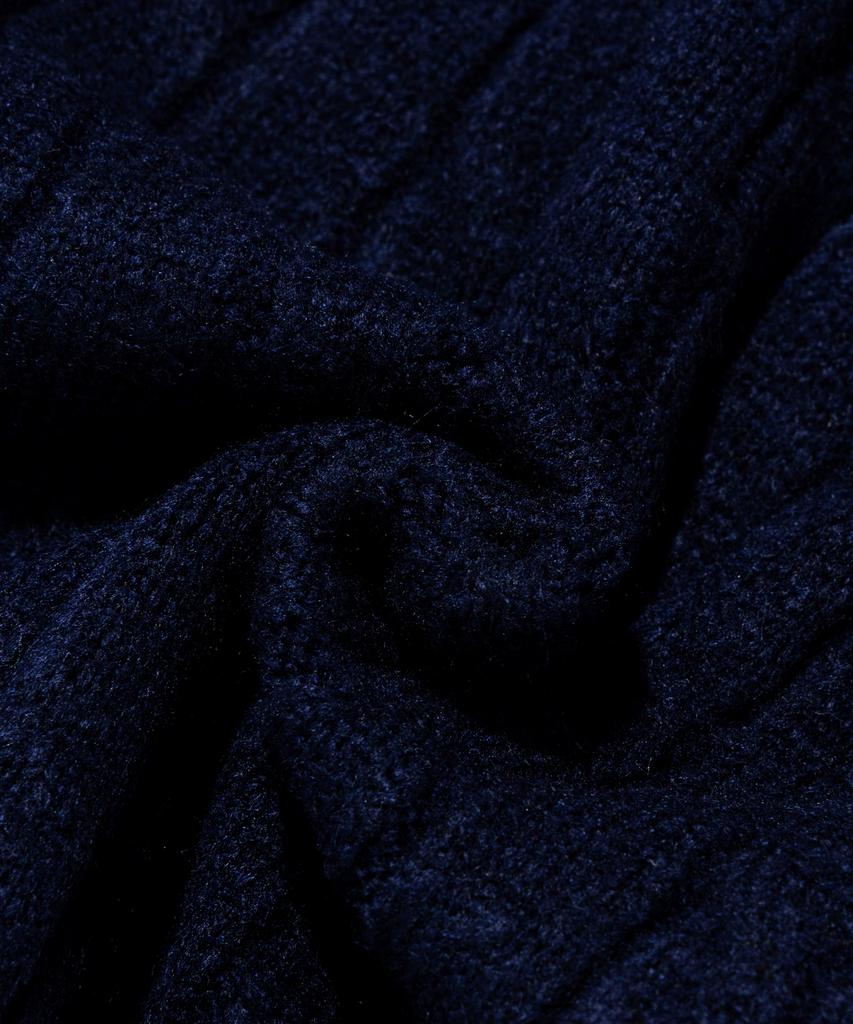 OTHERFITS Cable Henley Neck Round Knit (Navy)