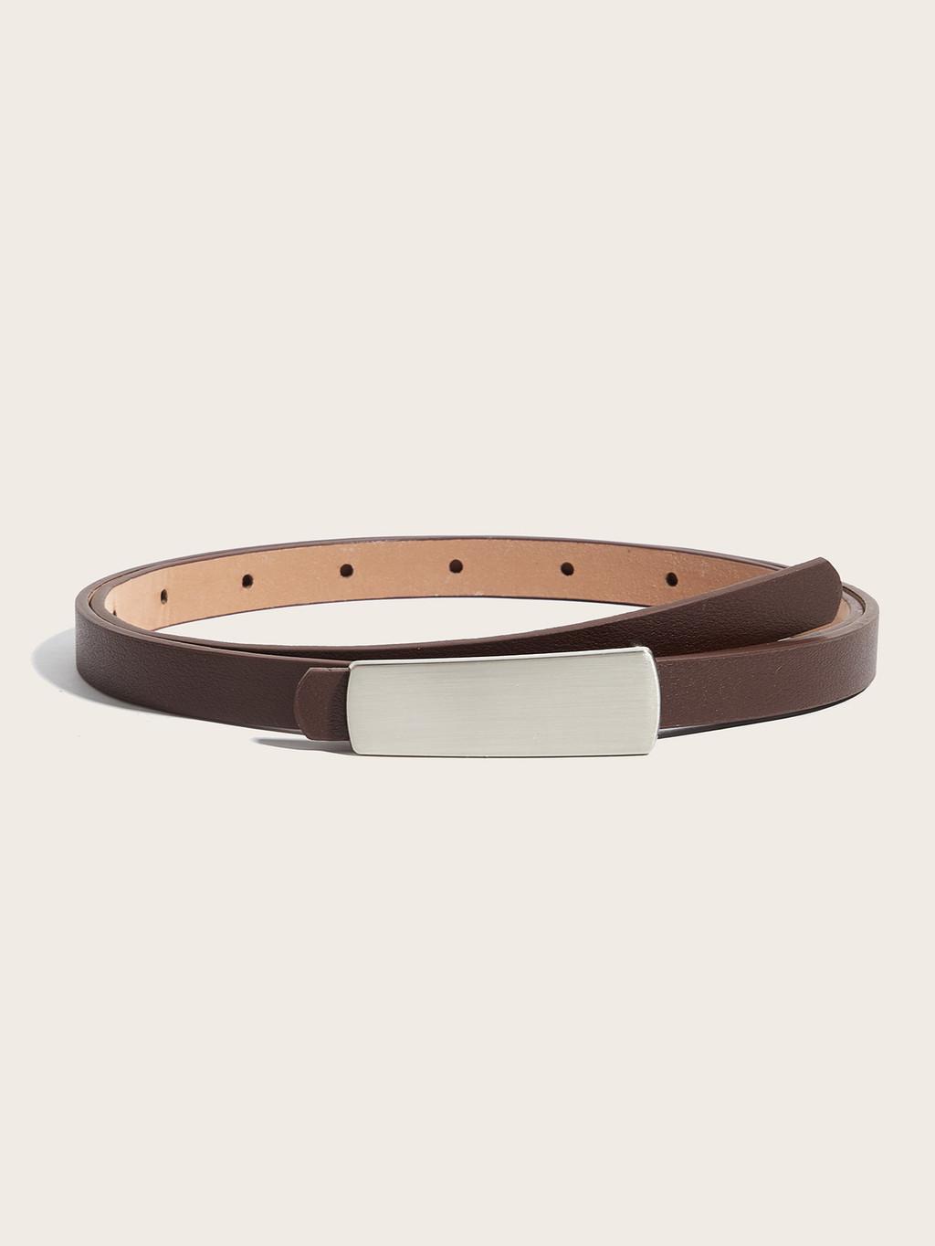 

Womens Fashion Belt With Alloy Buckle For Casual Office Wear CoffeeedgedRectangle