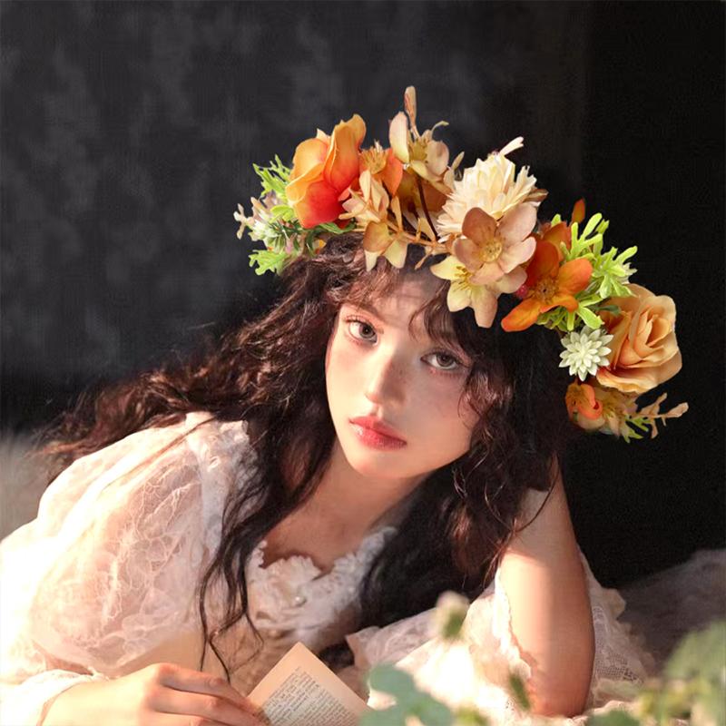 Forest-Style Simulated Garland High-End Super Fairy Flower Headdress Scenic Atmosphere Photo-Taking Headband