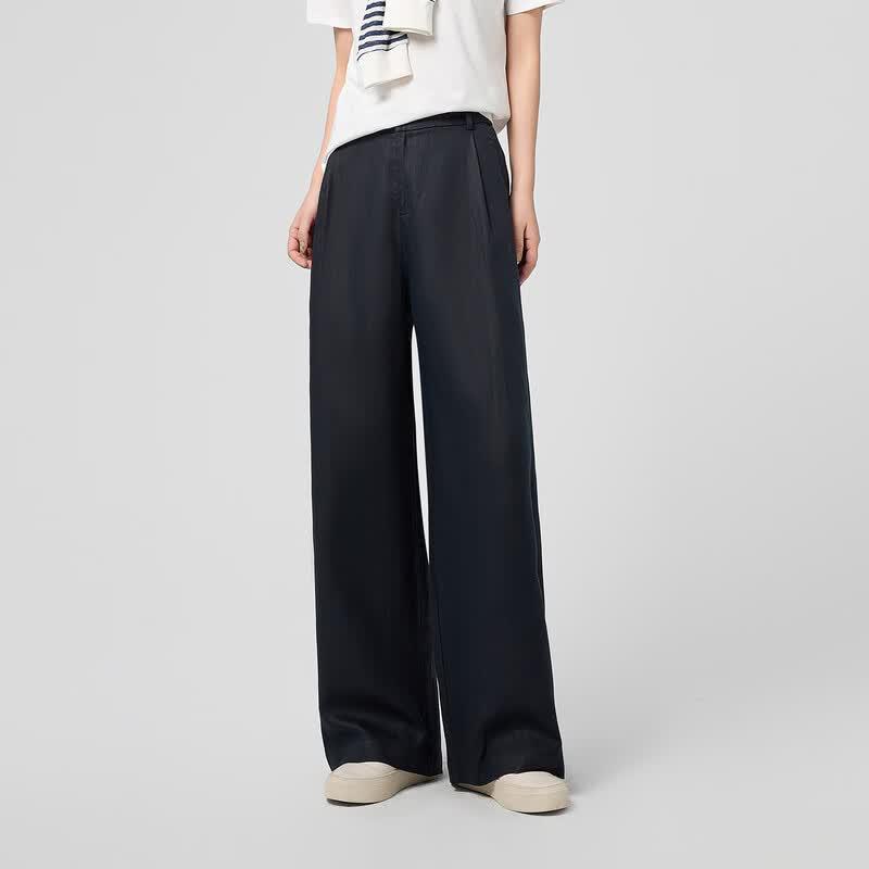 La Chapelle Women's Lyocell Linen Wide-Leg Pants