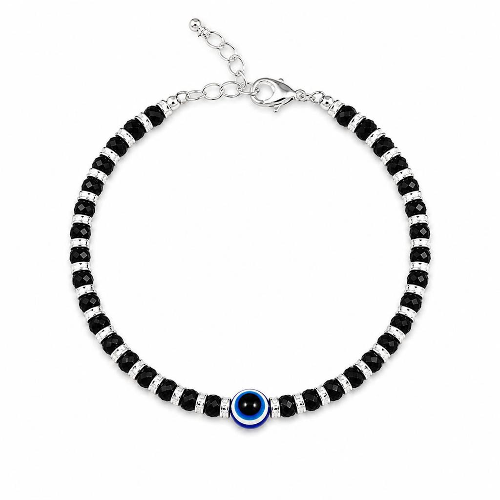TreegoArt Fashion Latest Black And Silver Beads Evil Eye Charms Black Adjustable Anklet For Womens - Pack Of 1 Pair Anklet For Womens