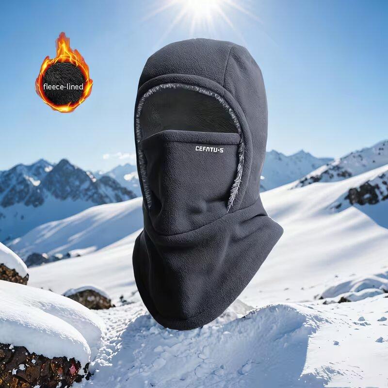 

Fleece Balaclava Cycling Cap Cold-proof Windproof Warm Hood and Hat Thicken Thermal Ski Windproof Cap Women Men сірий колір