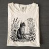 Comfort Colors Black Cat Coffee T-Shirt, Vintage Floral Boho Cat Lover Tee