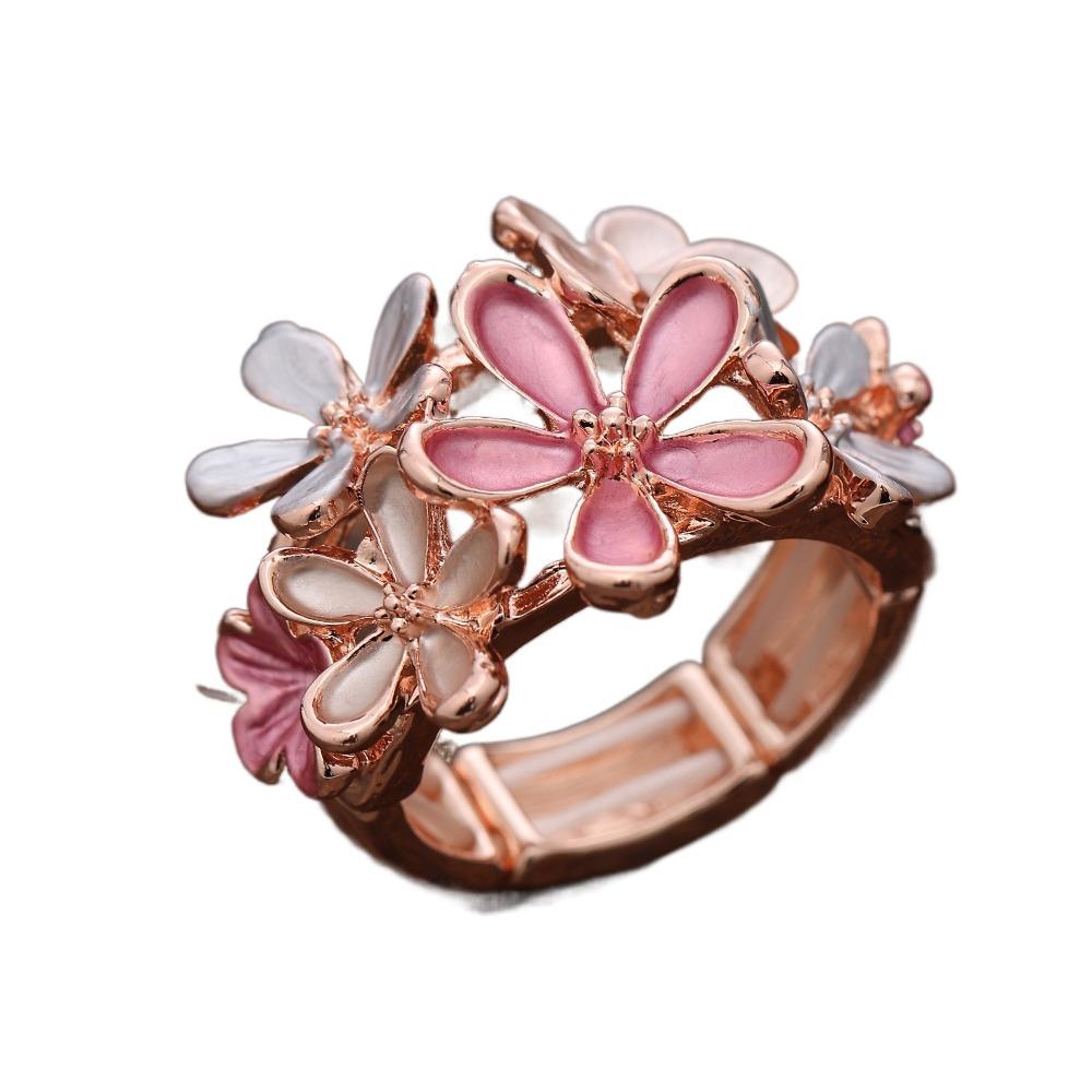 

Painting Oil Stretch Ring Multicolor Opening Ring All-match Flower Ring Girl рожевий