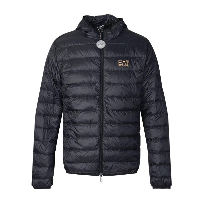 Emporio Armani EA7 Однотонная Куртка Пуховик Мужская Черный Золотой 8NPB24-PNGPZ-0208 M