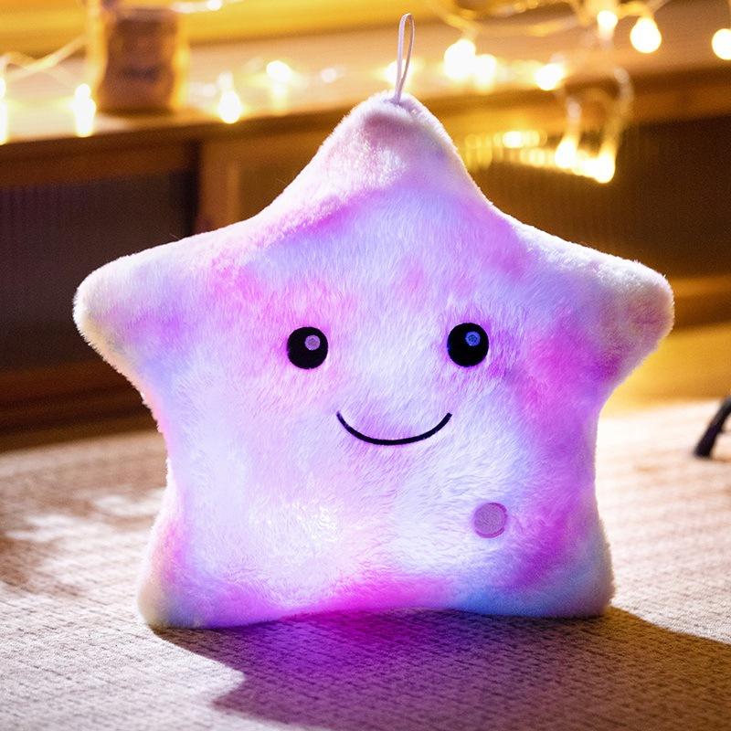 Creative Luminous Five-Pointed Star Throw Pillow Plush Toy Luminous Star Doll Home Sofa Pillow Girl Rag Doll