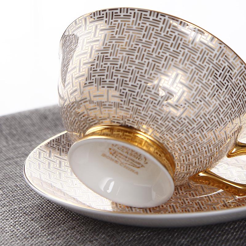 European Style Bone China Tea Cup & Saucer Set - Classic Hand-Painted Floral Design with Gold Trim