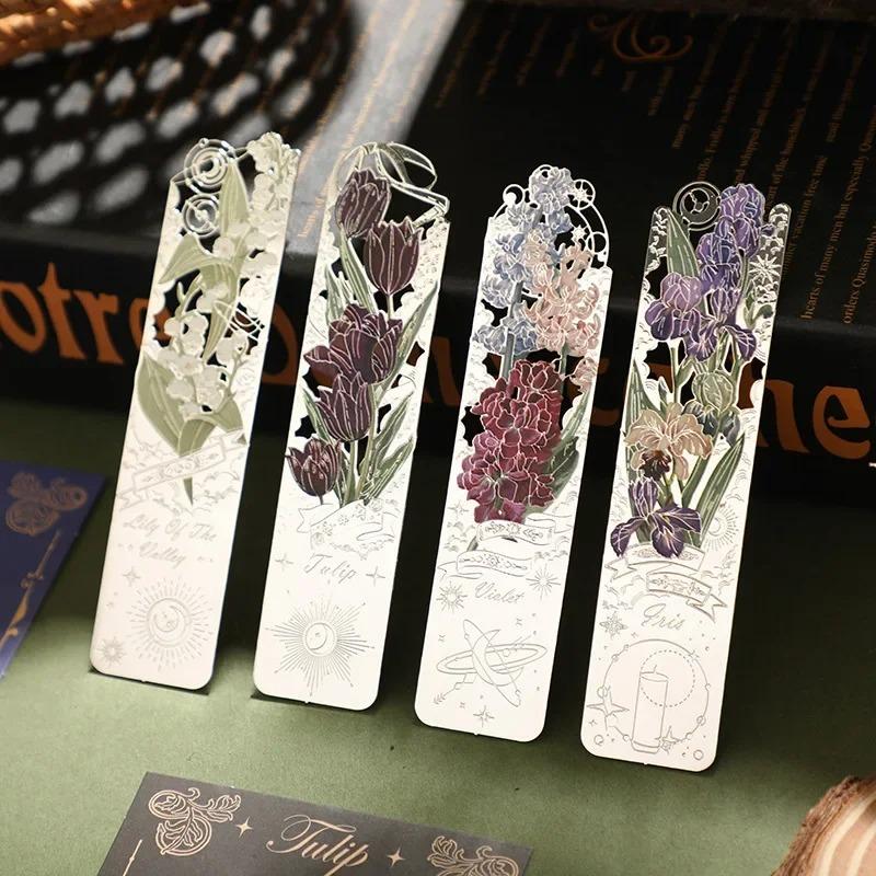 Retro Aesthetic Floral Metal Bookmark Reading Mark Student Hand Account Accessories Office Stationery Gifts Stationery Supplies