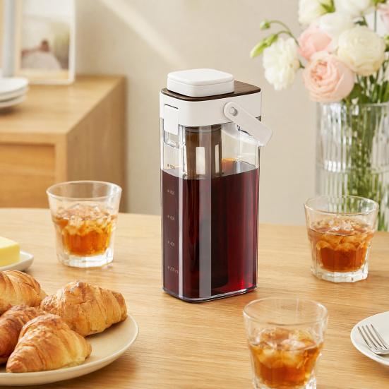Macchina per Caffè Cold Brew, Brocca Cold Brew da 1000 ml con Coperchio, Caraffa Termoresistente per Tè Freddo per Frigorifero, Pentola Cold Brew Portatile per Casa