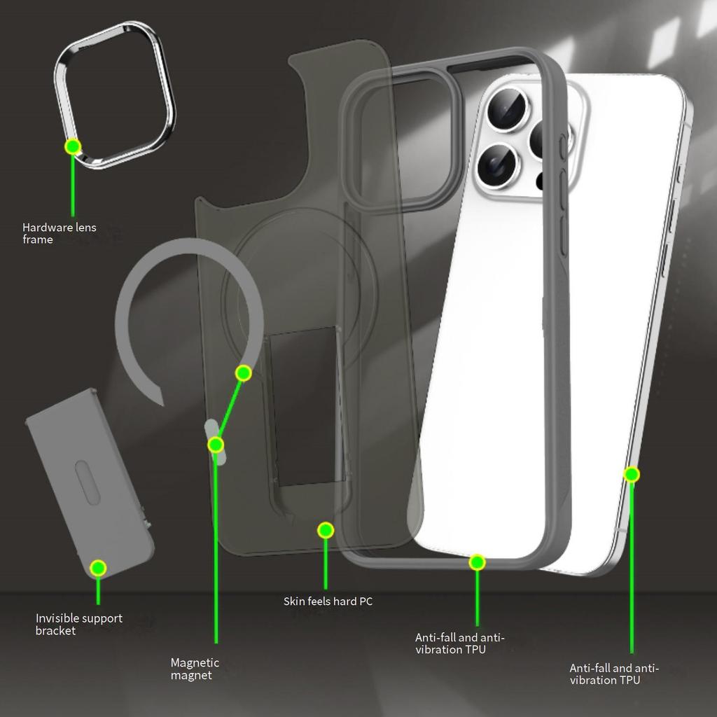 Hot Sale Matte Anti-fingerprint Hidden Holder Shockproof Magnetic Mobile Phone Case for iPhone 15 16 14 Plus 13 12 Pro Max 11 17