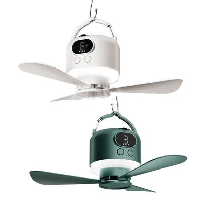 Portable USB Charging Ceiling Fan with Light and Remote Controls Featuring Removable Bladee and 4 Speed for Indoor and Outdoor Activities
