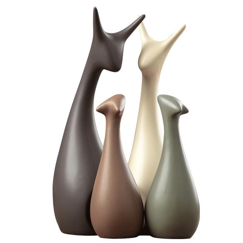 Nordic Ceramic Figurine Ornaments for Living Room TV Cabinet Wine Cabinet Entryway Deer Sculpture Creative Home Decor