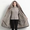 Womens Mid-Length Faux Fur Coat With Hood Warm Lined Winter Outerwear Adults