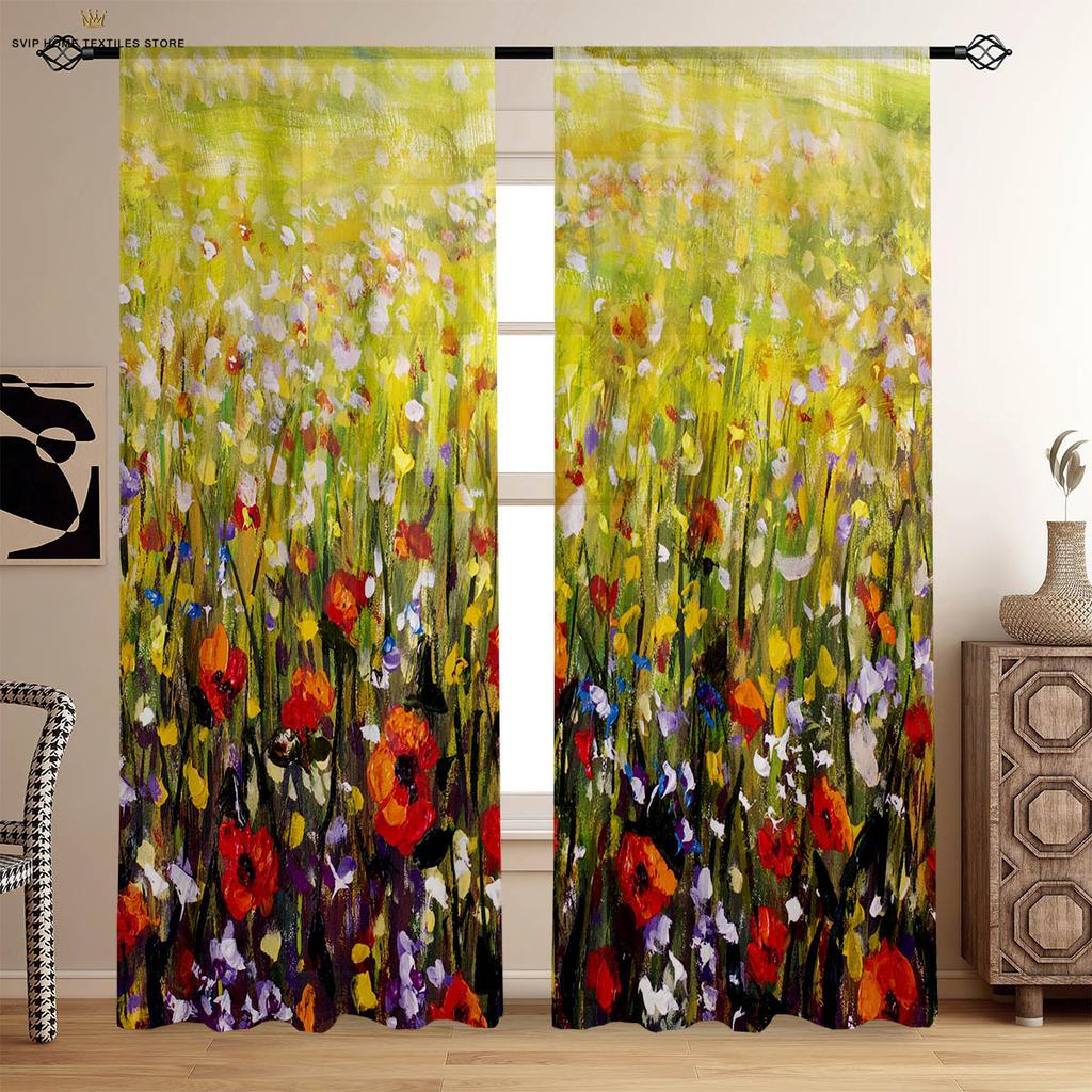 Tramonto Cielo Stellato Paesaggio Pittura a Olio Tende Stampate Camera da Letto Soggiorno Studio Dormitorio Tende Decorative 2 Pezzi
