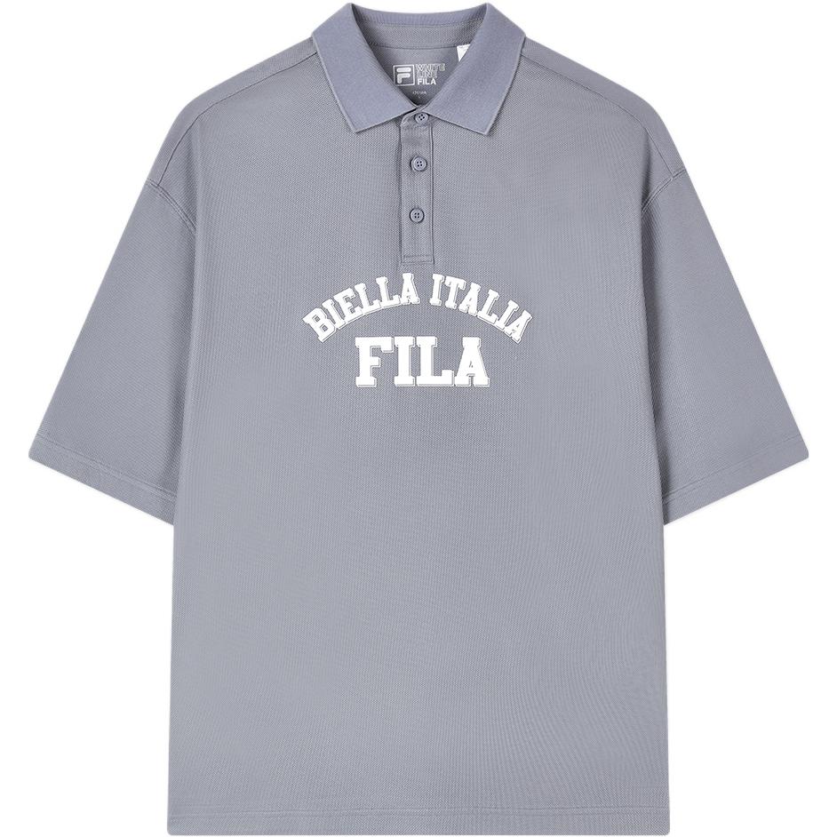 Fila American Series Letter Print Casual Loose Short Sleeve Polo Shirt Unisex Polo Shirts Brick-Gray F11U329105F-DY