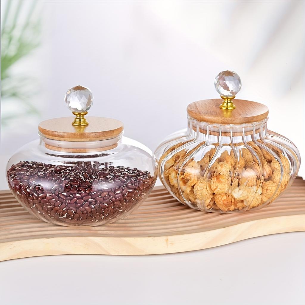 1 ks Skleněná těsnící dóza, Kulatá víceúčelová kuchyňská úložná nádoba, Opakovaně použitelná s výklopným víčkem, Konzervační nádoba na potraviny na bonbóny, obiloviny, svačiny, nakládanou zeleninu - Pouze ruční mytí