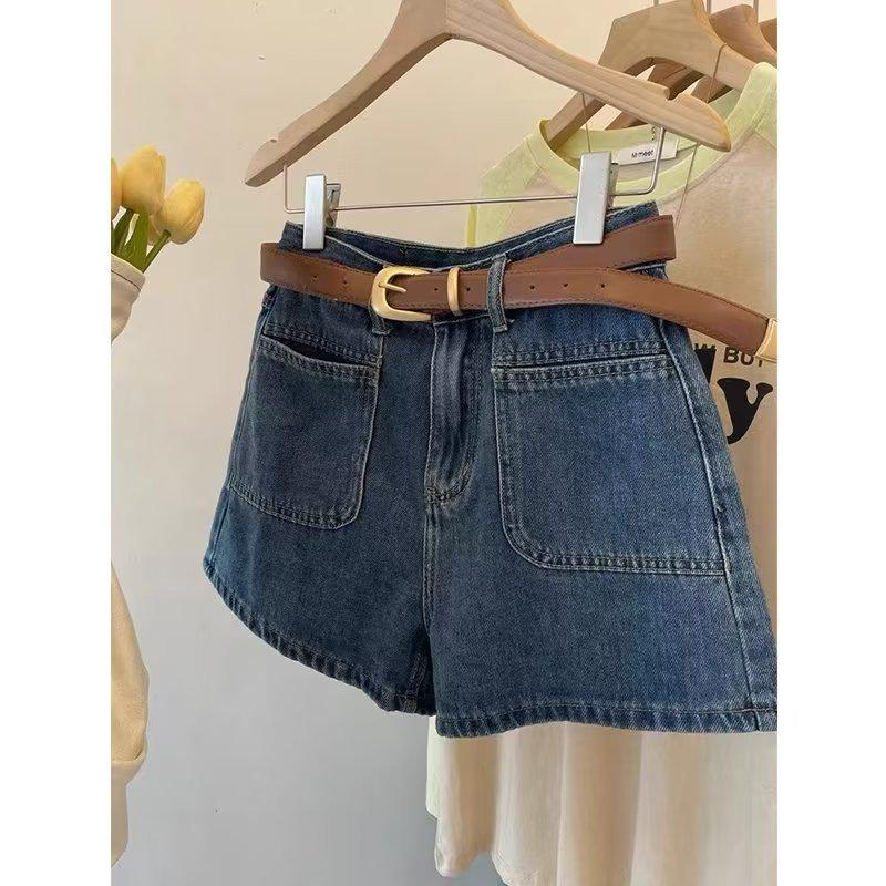 

2023 Retro Spicy Girl High-Waist Denim Shorts: Plus Size, Slimming A-line, Wide Leg, Trendy Summer Hot Pants S