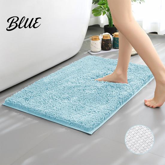Comfortable Shower Mat Soft Shaggy Solid Color Bath Rectangle 40x60CM Chenille Anti-slip Thick Moisture-absorbing Floor