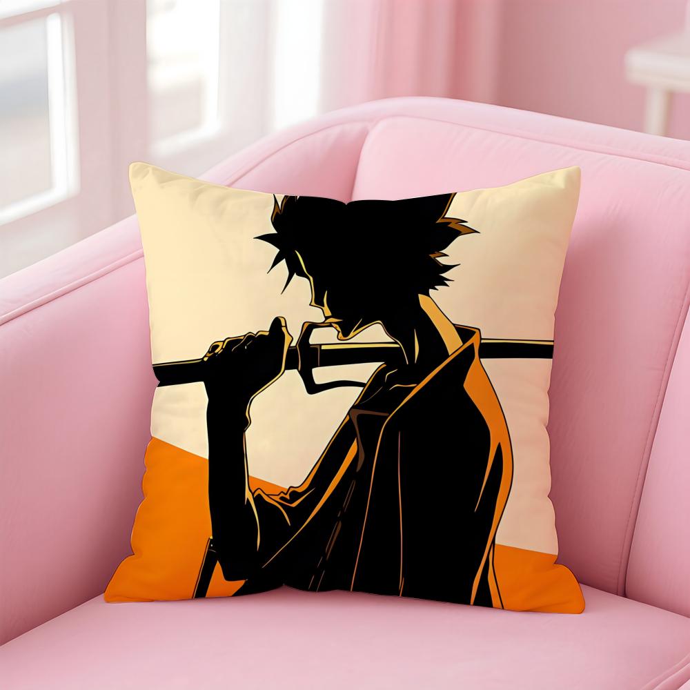 Anime SSamurai CChamploo Cushion Cover Pillowcase Short Plush Invisible zipper Room Sofa Cushion Cover