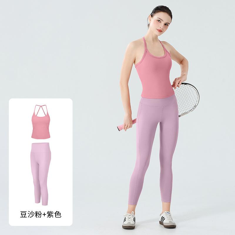 Cross-border Seamless Nude Yoga Fitness Set Women's Quick-drying Clothes, Small Tight Sports Underwear Set Two-piece Set