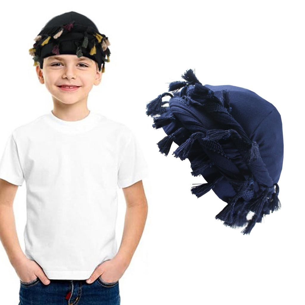 Trendy Youth Tassel Hat Adjustable Teen Hat Breathable Turban Headscarf Hat for Casual and Outdoor Activity