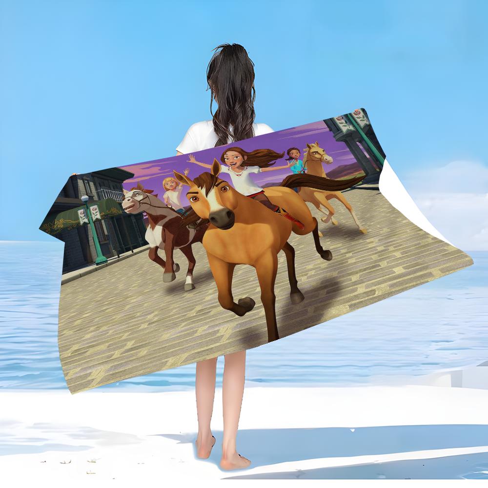 Spirit Riding Free Horses Microfiber Beach Towel Absorbent Quick dry Soft Yoga Swimming Resort Mountain Climbing Towel