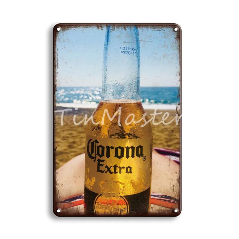 CORONA EXTRA Metal Tin Sign Vintage Beer Poster Decorative Plaques Retro Pub Bar Decor Plate Skull Metal Sign Wall Stickers