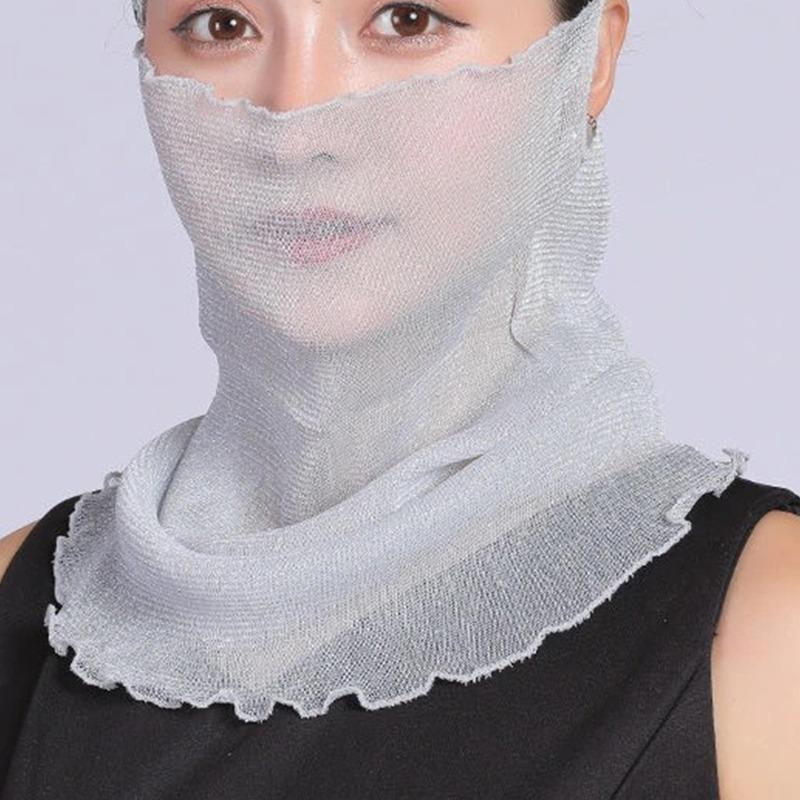 Chiffon Summer Neck Collar Scarf Ladies Face Cover Masks Silk Bib Sunscreen Variety Sun Protection Circle Scarf Mesh Headband