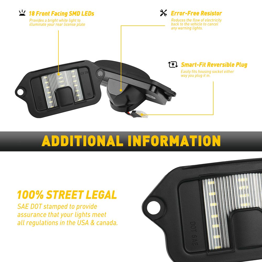 1Pcs 6000K LED License Number Plate Light Bulb 1140LM for Ford Mustang 2005 2006 2007 2008 2009 Base Bullitt Shelby GT Shelby