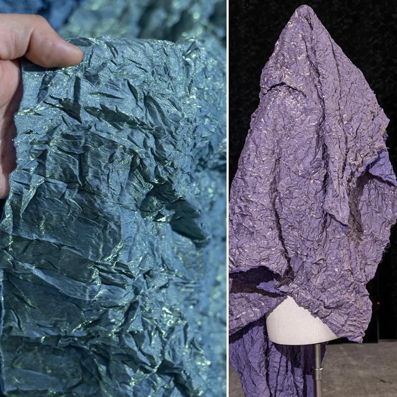 50x117cm Gradient GlassTexture Pleated Fabric Creative Modeling Reconstruction Designer Fabric For Diy Sewing Dress Pants Hanfu