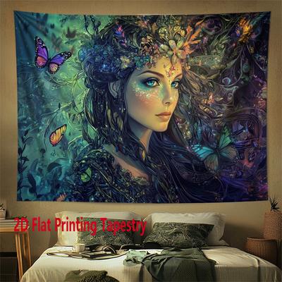 Flower and Butterfly Design Digital Printing Polyester Wall Tapestry Suitable for Use Living Rooms Bedrooms Offices Bars Party